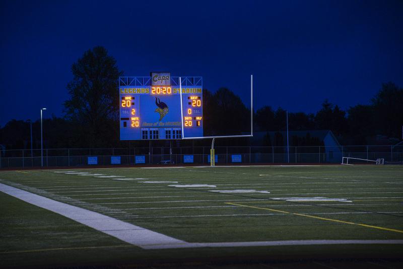 Legends Stadium is aglow for a salute to the 2020 grads.